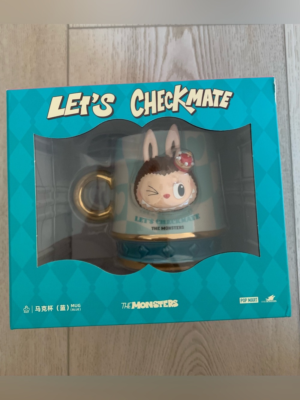 The Monsters Let's Checkmate Blue Mug Popmart New